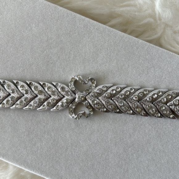 Vintage *RARE* YSL Silver Tone Bracelet with Rhinestones in Excellent condition - Picture 2 of 7